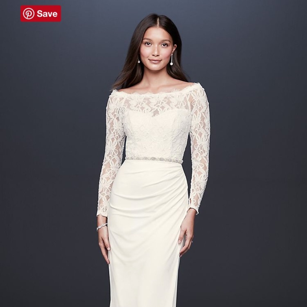 Off the Shoulder Long Sleeve Lace Draped Gown ❤️